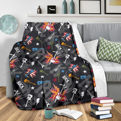 Rock and Roll Pattern Print Design A01 Premium Blanket