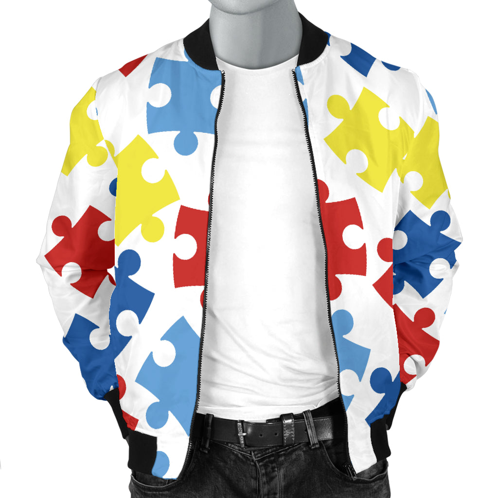 Autism Awareness Pattern Print Design 04 Men Bomber Jacket