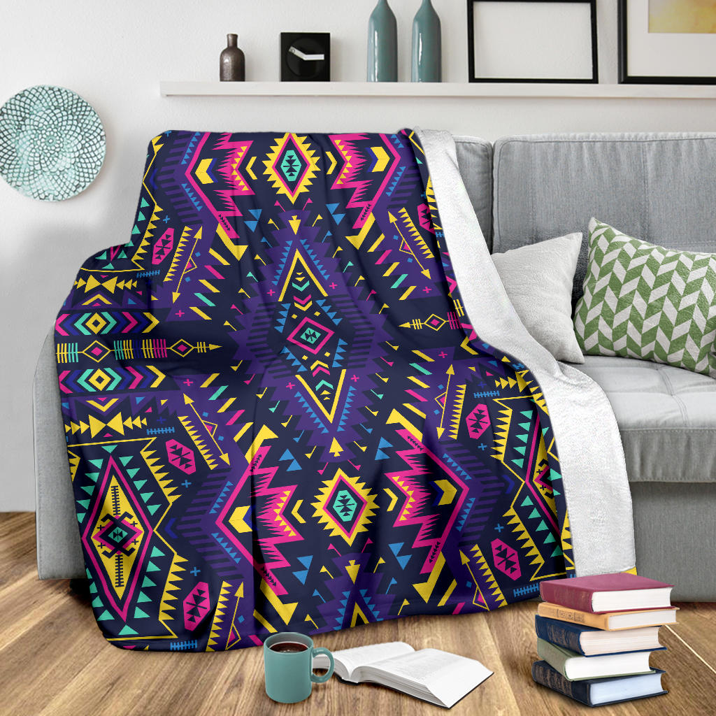 Aztec Pattern Print Design 07 Premium Blanket