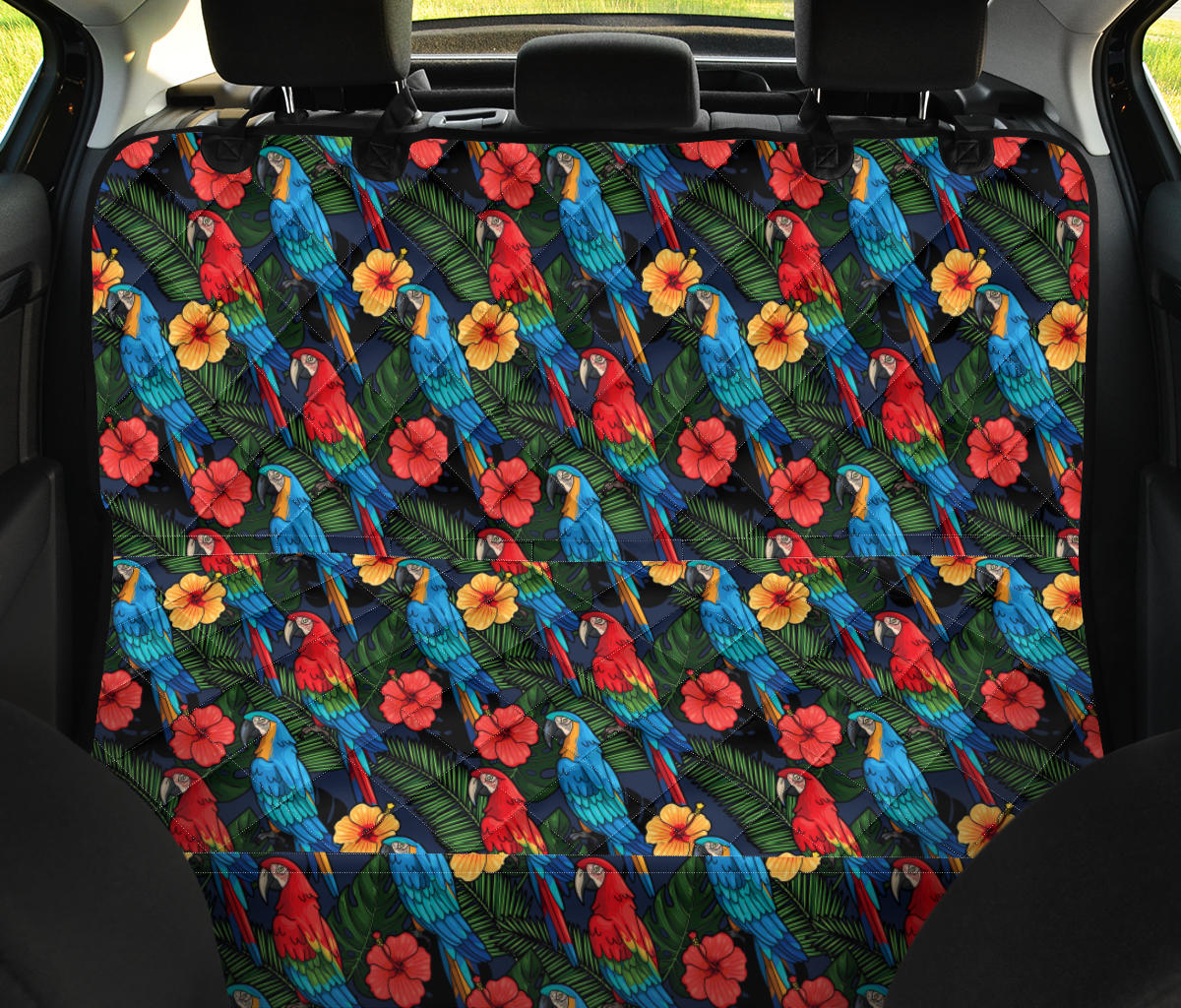Parrot Pattern Print Design A01 Rear Dog Car Seat Cover Hammock