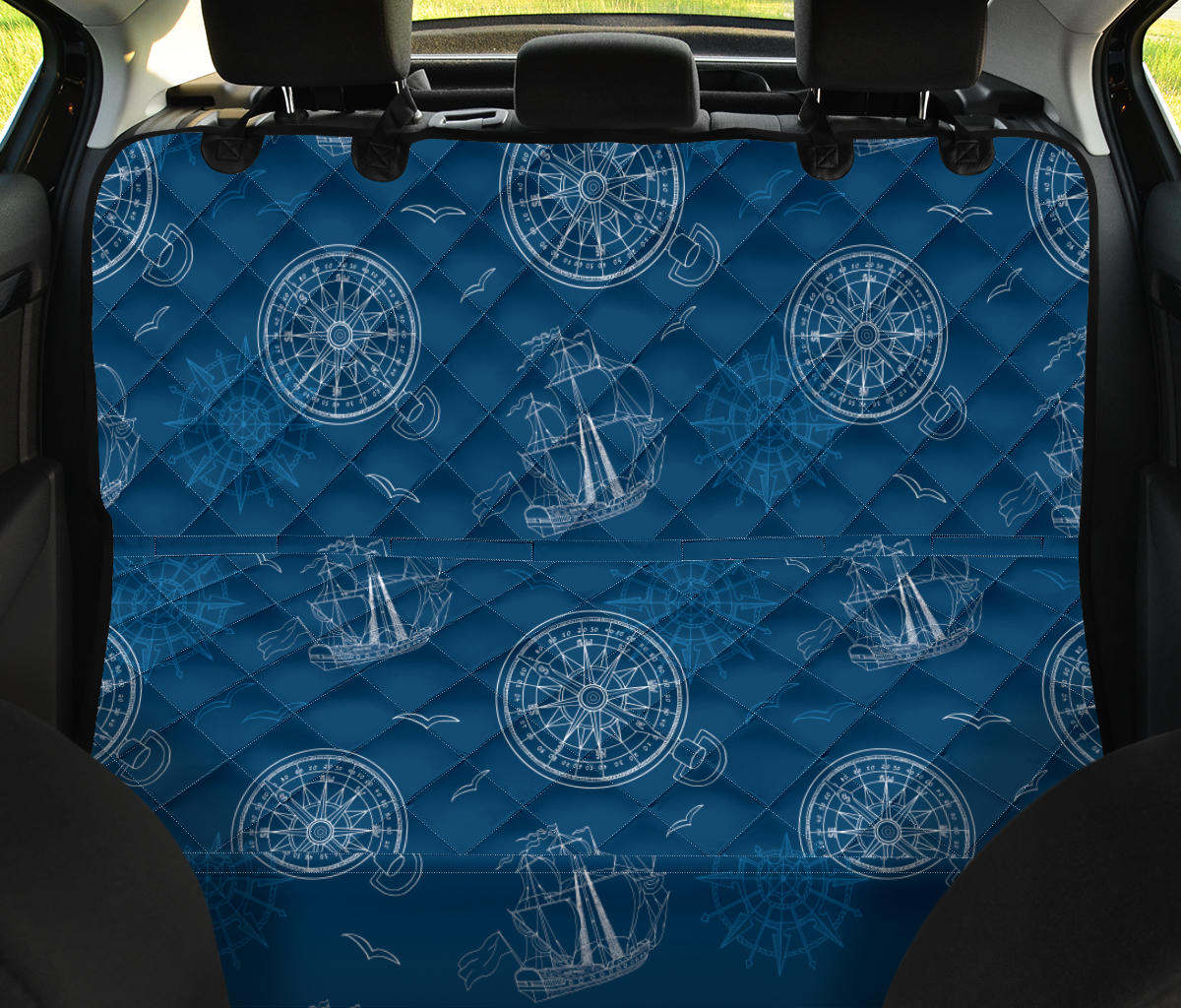 Nautical Pattern Print Design A04 Rear Dog Car Seat Cover Hammock