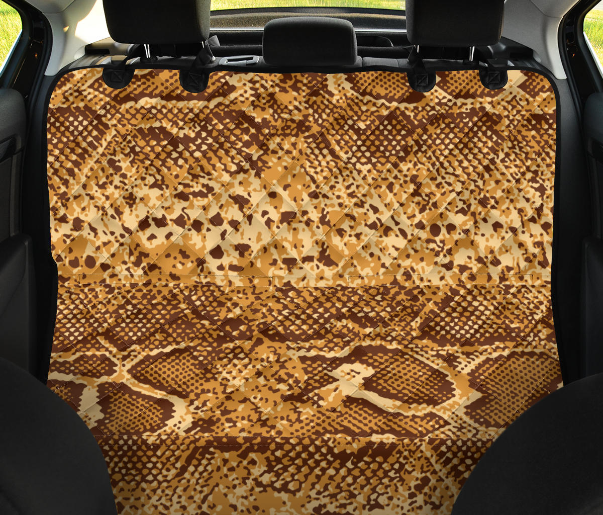 Python Brown Pattern Print Design A03 Rear Dog Car Seat Cover Hammock