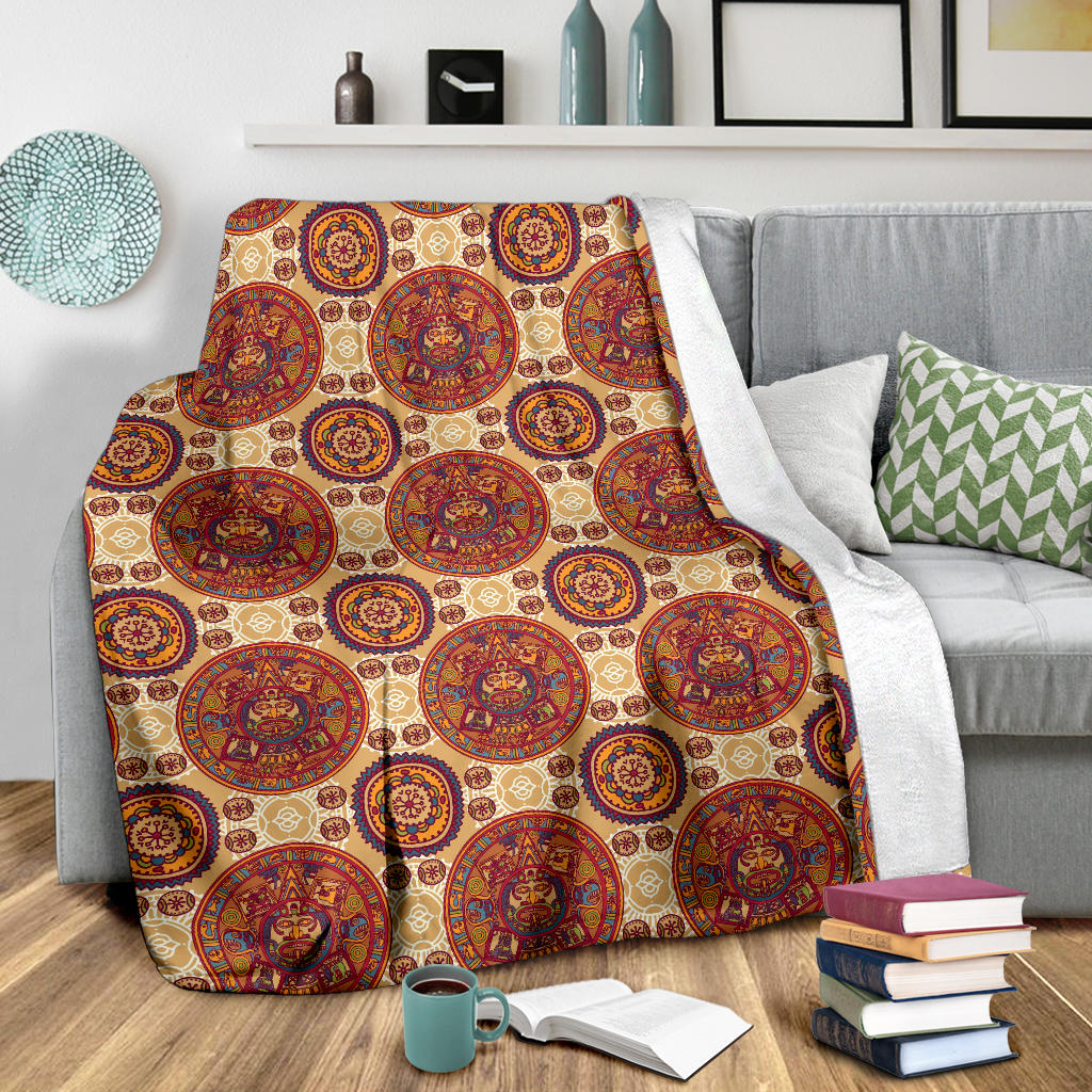 Calendar Aztec Pattern Print Design 01 Premium Blanket