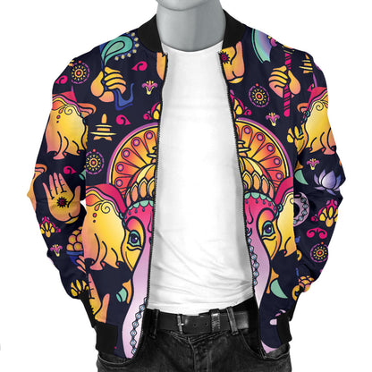 Ganesha Indian Pattern Print Design 03 Men Bomber Jacket