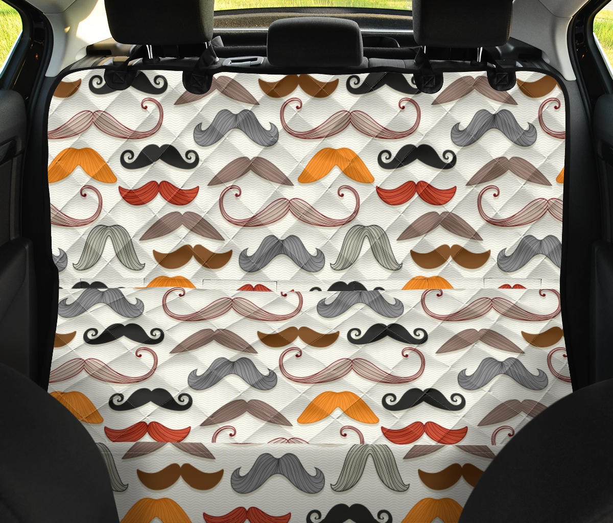 Mustache Pattern Print Design A02 Rear Dog Car Seat Cover Hammock