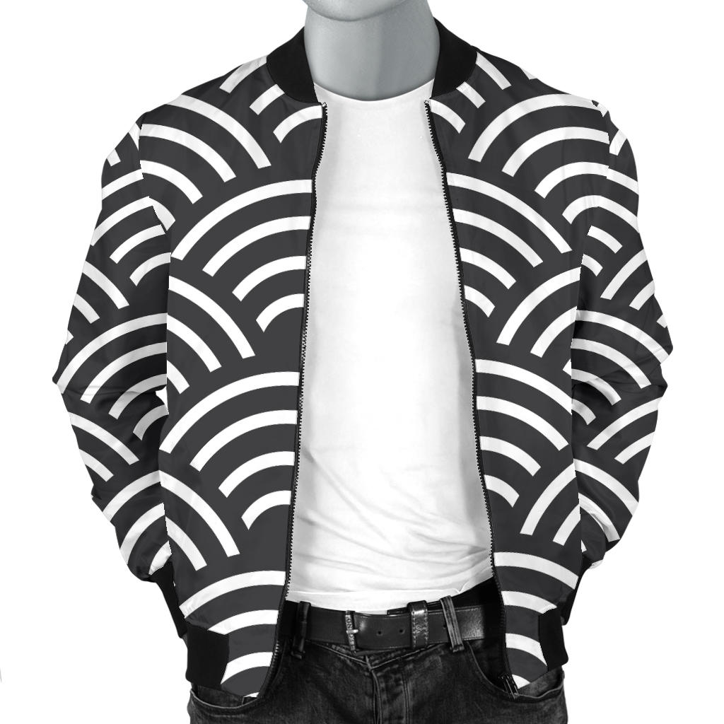 Scales Black White Pattern Print Design 03 Men Bomber Jacket