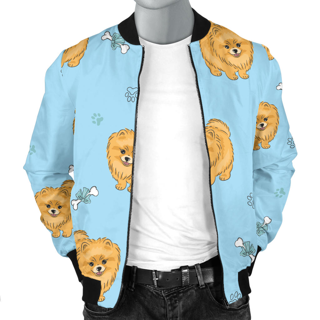 Pomeranians Pattern Print Design A03 Men Bomber Jacket