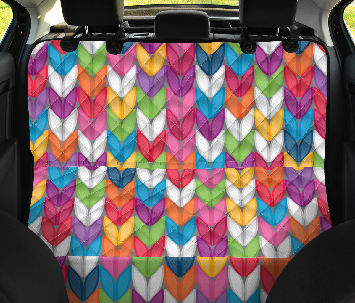 Knit Pattern Print Design 01 Rear Dog Car Seat Cover Hammock