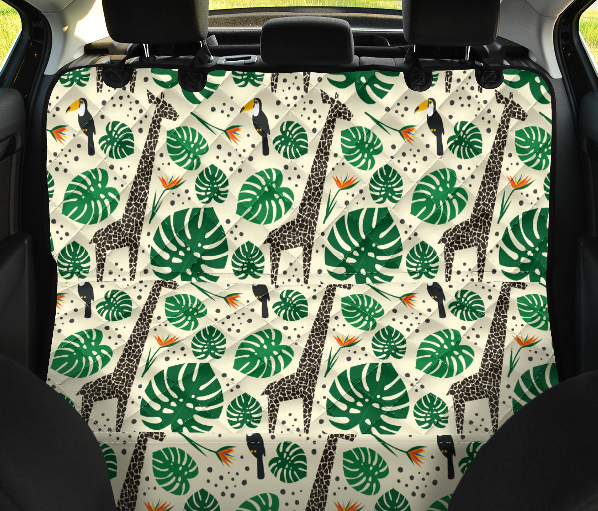 Rainforest Giraffe Pattern Print Design A02 Rear Dog Car Seat Cover Hammock