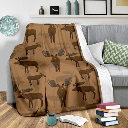 Moose Pattern Print Design 03 Premium Blanket