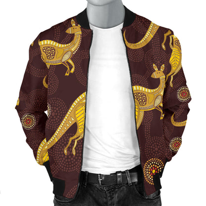 Kangaroos Aboriginal Pattern Print Design 08 Men Bomber Jacket