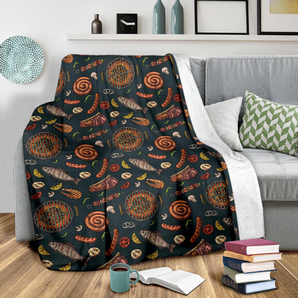Barbecue Pattern Print Design 02 Premium Blanket