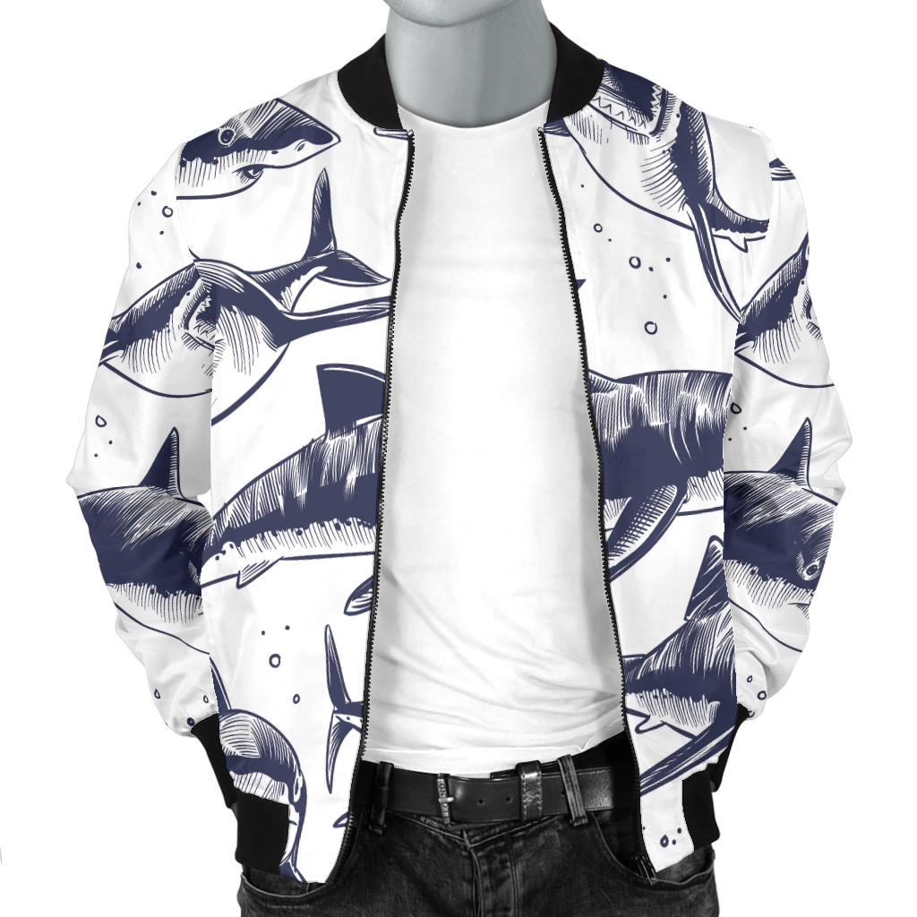 Great White Shark Pattern Print Design 02 Men Bomber Jacket