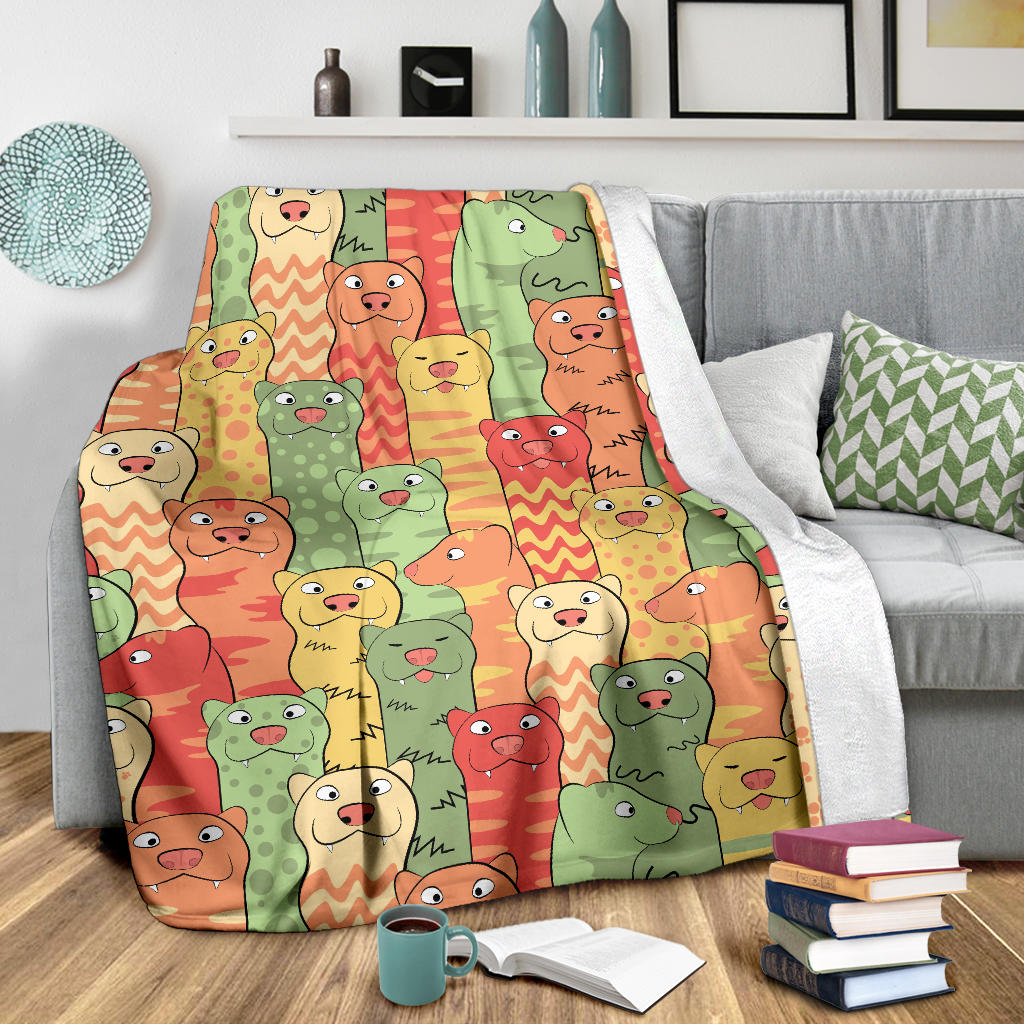 Ferret Pattern Print Design 01 Premium Blanket