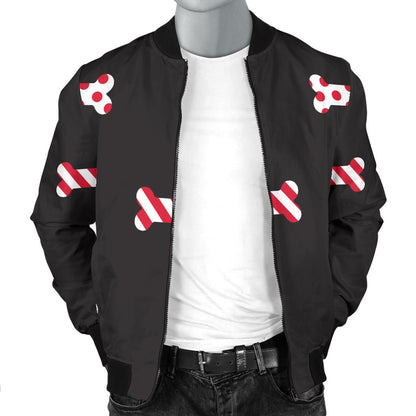 Dog Bone Pattern Print Design 04 Men Bomber Jacket