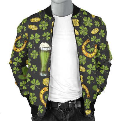 Clover St Patricks Pattern Print Design 03 Men Bomber Jacket
