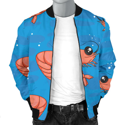 Prawn Cute Pattern Print Design 03 Men Bomber Jacket