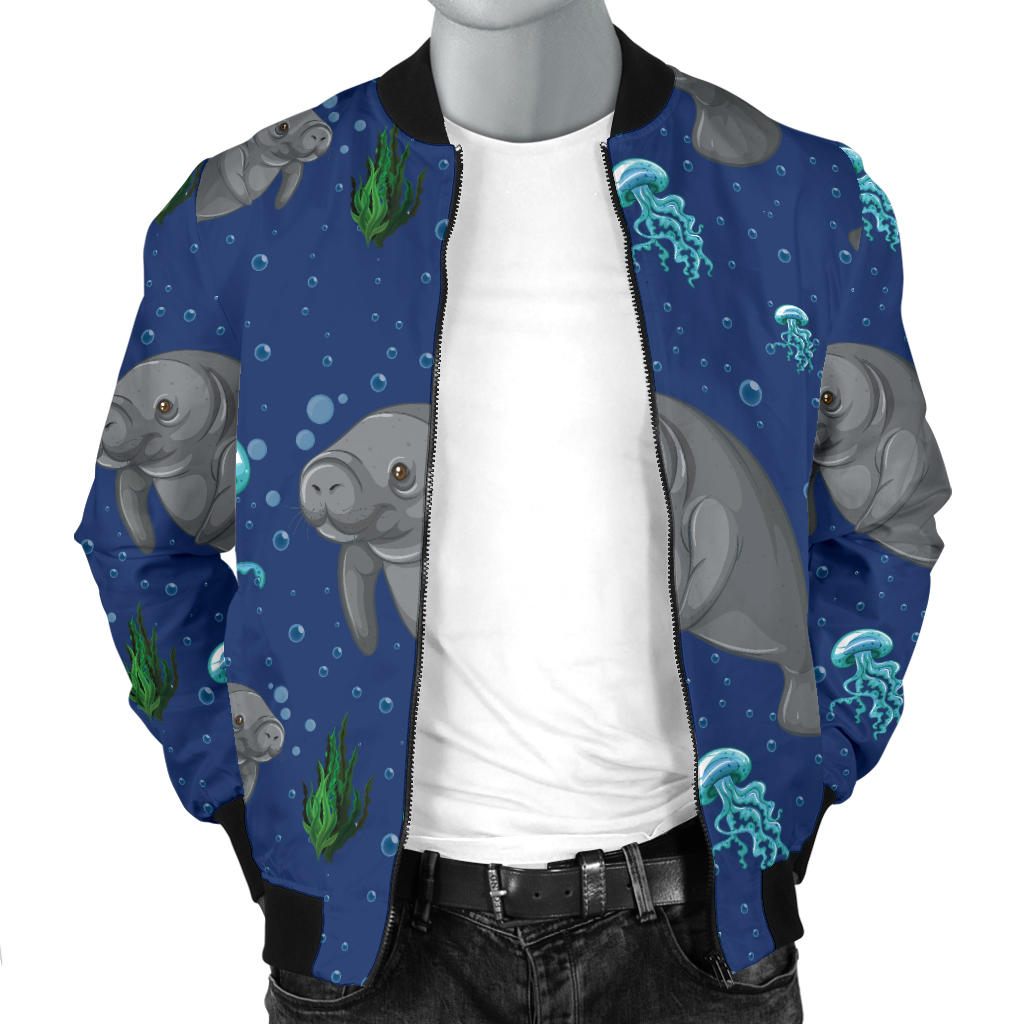 Manatee Pattern Print Design 01 Men Bomber Jacket
