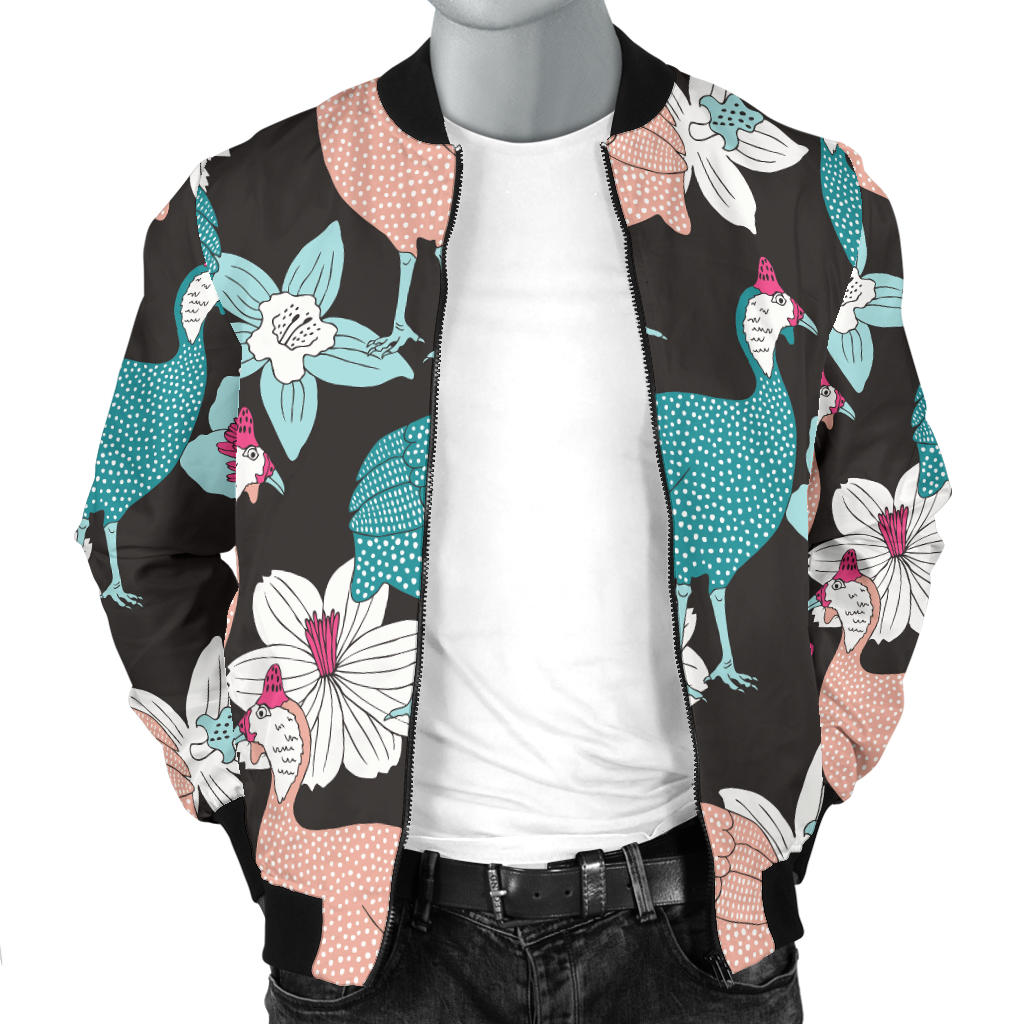 Guinea Fowl Pattern Print Design 03 Men Bomber Jacket