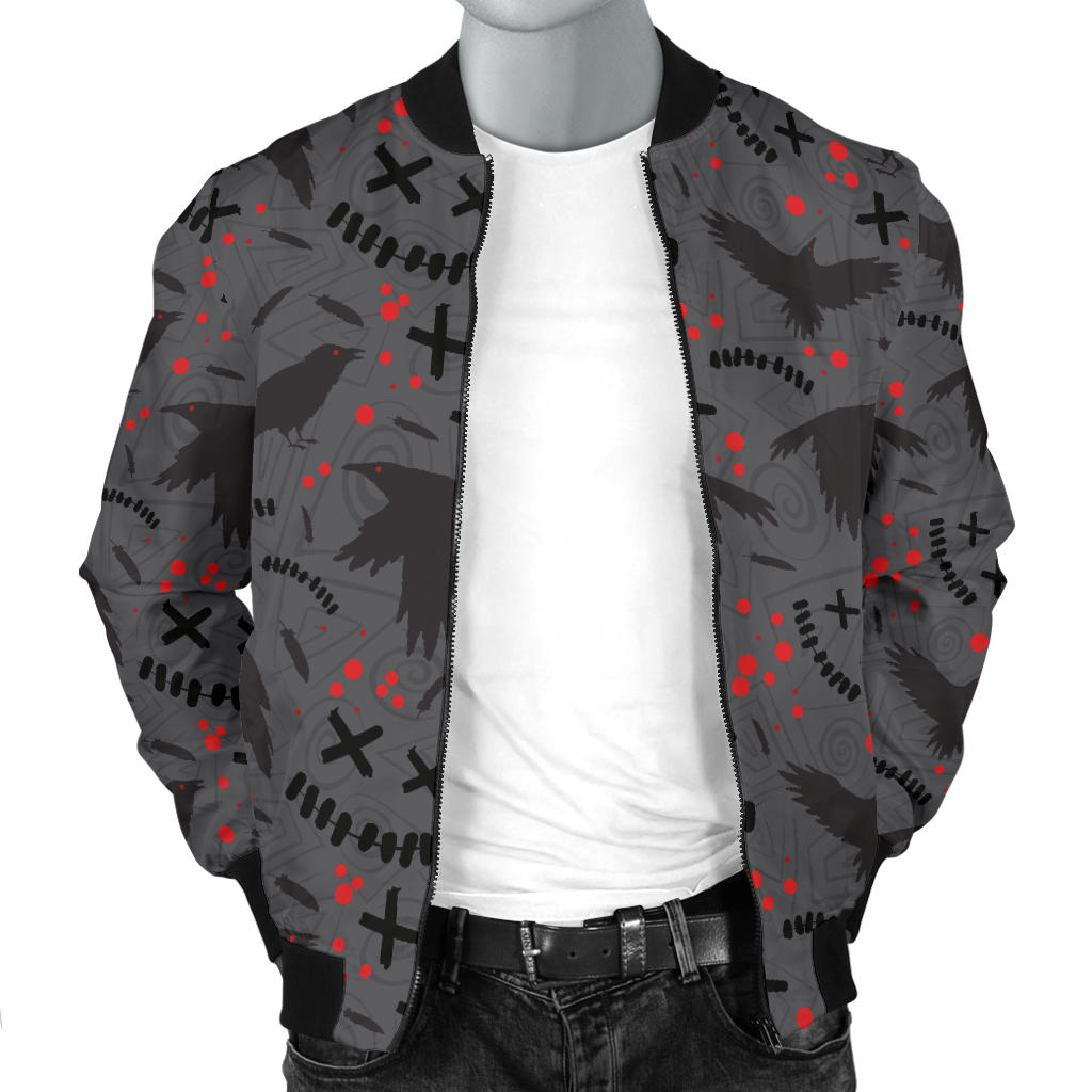 Crow Pattern Print Design 02 Men Bomber Jacket