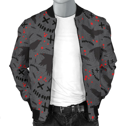 Crow Pattern Print Design 02 Men Bomber Jacket