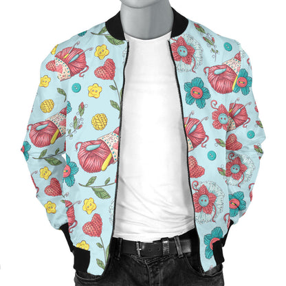 Crochet Pattern Print Design 01 Men Bomber Jacket