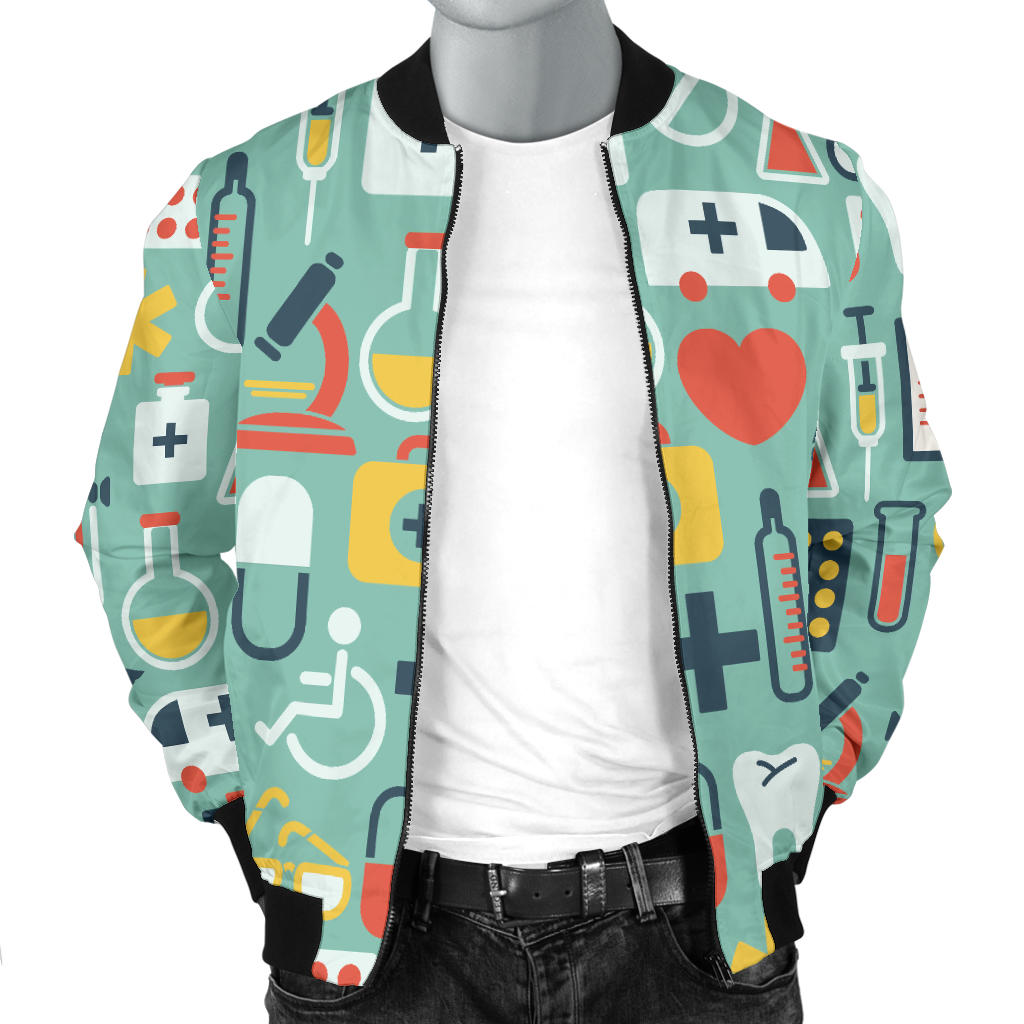 Medical Pattern Print Design 02 Men Bomber Jacket