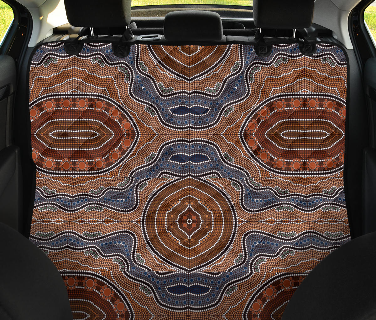 Aboriginal Pattern Print Design 01 Rear Dog Car Seat Cover Hammock