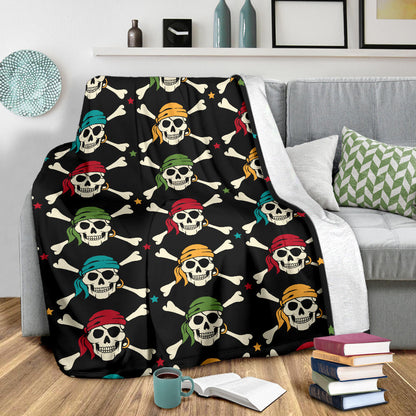 Pirate Pattern Print Design A01 Premium Blanket