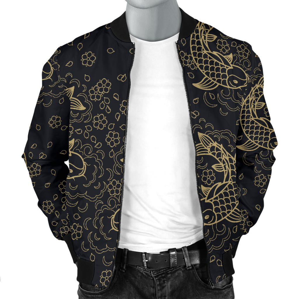 KOI Fish Pattern Print Design 02 Men Bomber Jacket
