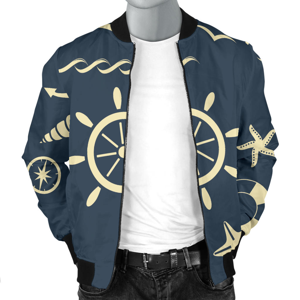 Nautical Pattern Print Design A01 Men Bomber Jacket