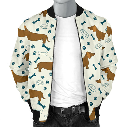 Dachshund Pattern Print Design 01 Men Bomber Jacket