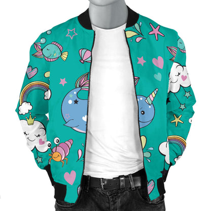 Narwhal Pattern Print Design 04 Men Bomber Jacket