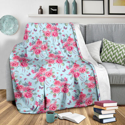 Camellia Pattern Print Design 01 Premium Blanket