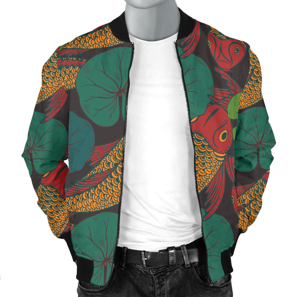 KOI Fish Pattern Print Design 01 Men Bomber Jacket