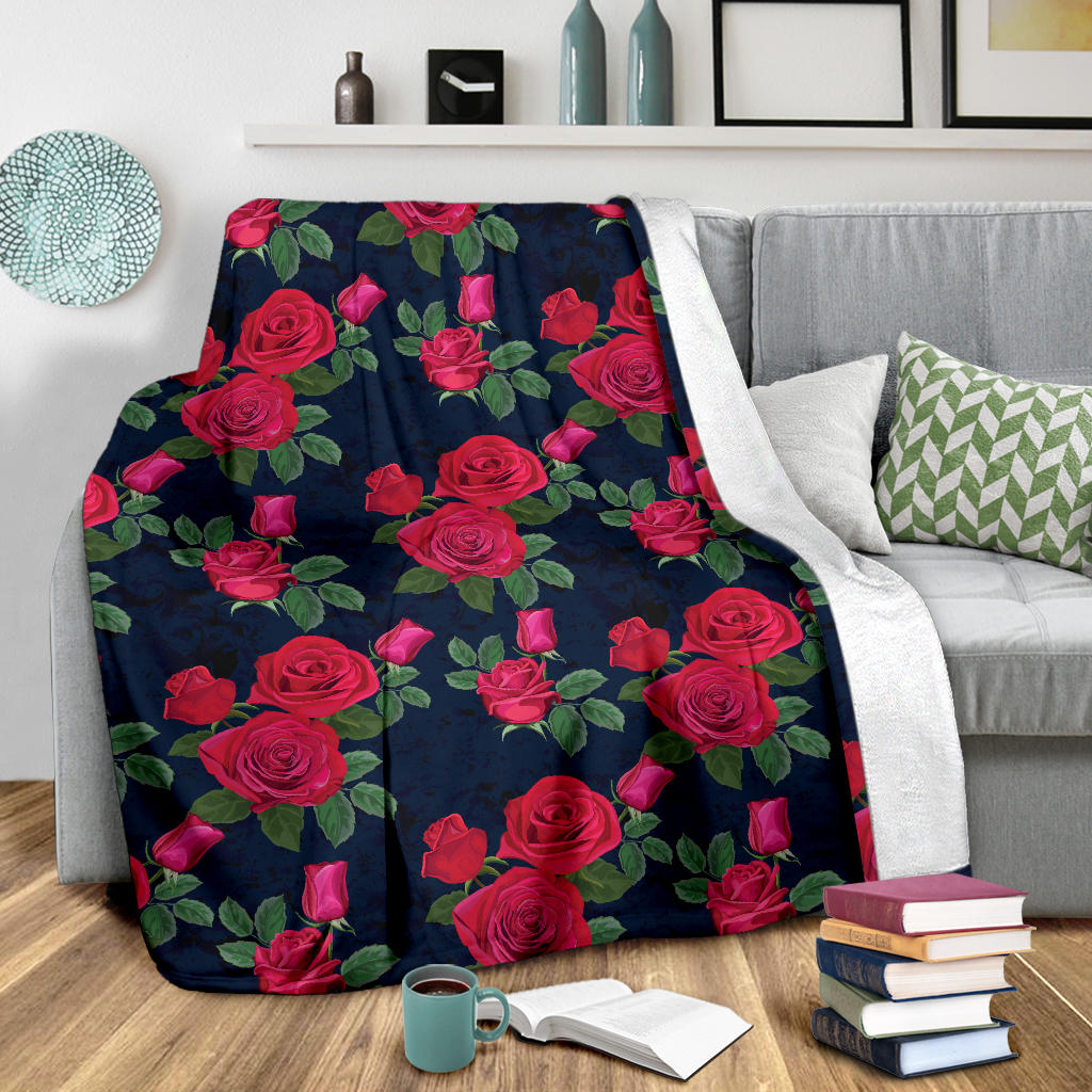 Rose Pattern Print Design A04 Premium Blanket