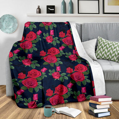 Rose Pattern Print Design A04 Premium Blanket