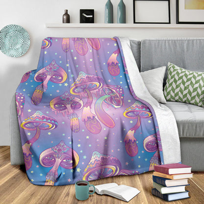 Psychedelic Mushroom Pattern Print Design A01 Premium Blanket