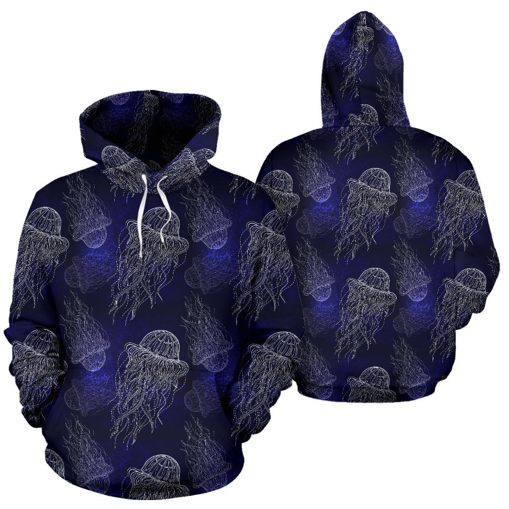 Jellyfish Pattern Print Design 02 Pullover Hoodie