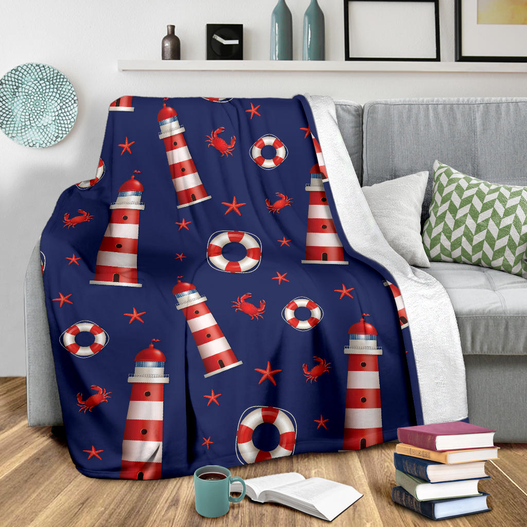 Nautical Pattern Print Design A03 Premium Blanket