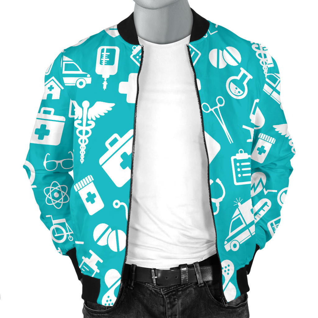 Medical Pattern Print Design 04 Men Bomber Jacket