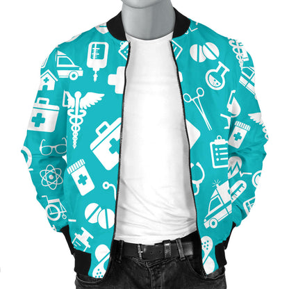 Medical Pattern Print Design 04 Men Bomber Jacket