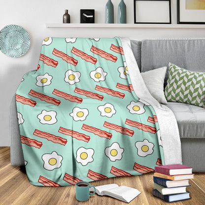 Bacon Sausage Pattern Print Design 01 Premium Blanket