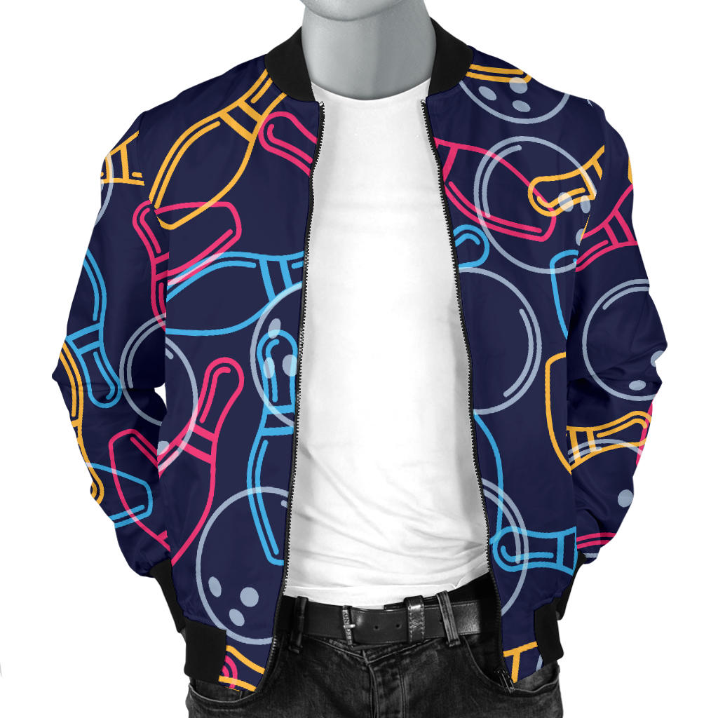 Bowling Pattern Print Design 07 Men Bomber Jacket
