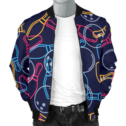 Bowling Pattern Print Design 07 Men Bomber Jacket