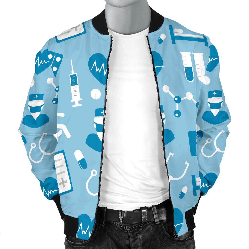 Medical Pattern Print Design 05 Men Bomber Jacket