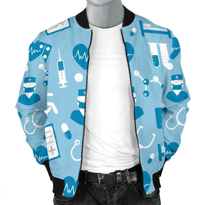 Medical Pattern Print Design 05 Men Bomber Jacket