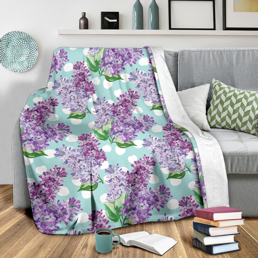 Lilac Pattern Print Design 02 Premium Blanket
