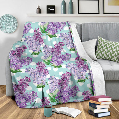Lilac Pattern Print Design 02 Premium Blanket