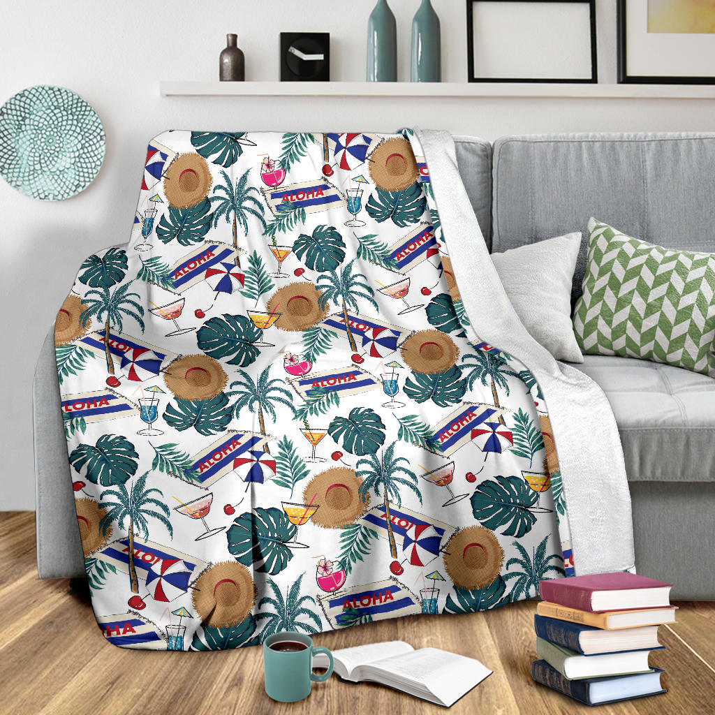 Aloha Hawaii Beach Pattern Print Design 04 Premium Blanket